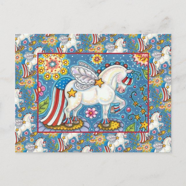 Postal Festiva AMERICANA WHIMSYNICKER PATRIOTIC PONY Cuesta Fanta (Anverso)