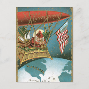 Postal Festiva Americano pasado de moda Santa de los saludos de