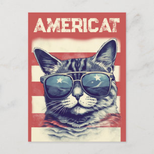 Postal Festiva Americat, gato patriótico americano