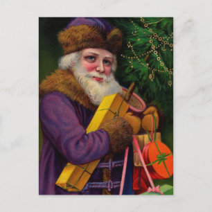 Postal Festiva Amethyst Santa Postcard