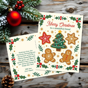 Postal Festiva Amigo de galletas de jengibre tradicionales Navida
