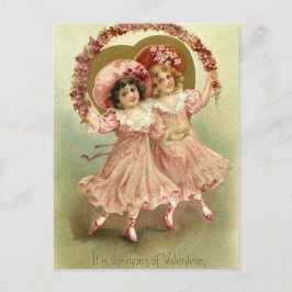 Postal Festiva Amistad rosada del el día de San Valentín del