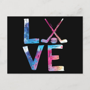 Postal Festiva Amo Chicas de hockey sobre hielo Regalos de hockey