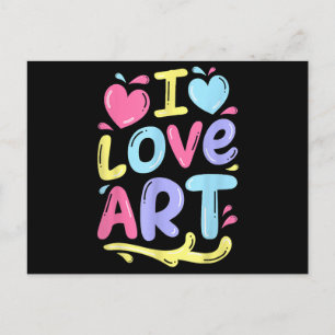 Postal Festiva Amo el Arte, Regalo de Pintura Colorida para Artis