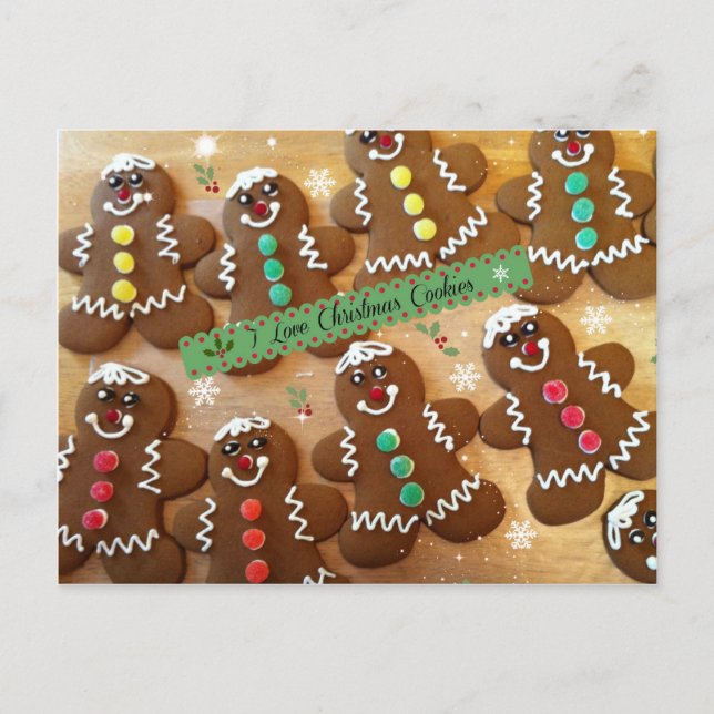 Postal Festiva Amo las cookies de los Navidades - Panecillos de c (Anverso)
