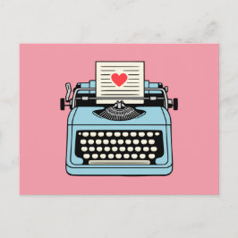 Postal Festiva Amo mi máquina de escribir