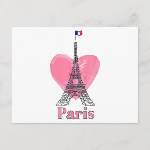 Postal Festiva Amo París Torre Eiffel Francia Regalo