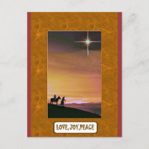 Postal Festiva Amor, alegría, paz en el camino