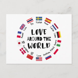 Postal Festiva Amor alrededor de idiomas del mundo