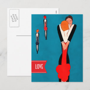 Postal Festiva Amor. Art Deco el día de San Valentín
