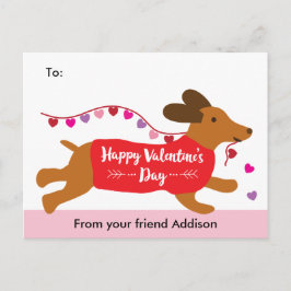 Postal Festiva Amor de los titiriteros Dachshund Escuela de Perro