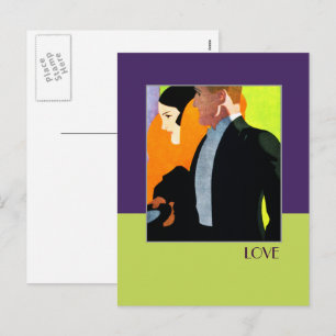 Postal Festiva Amor. El día de San Valentín Art Deco