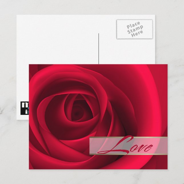 Postal Festiva Amor. El día de San Valentín Red Rose (Anverso / Reverso)