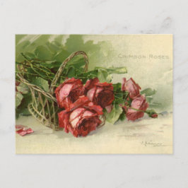 Postal Festiva Amor El día de San Valentín vintage, rosas rojas c
