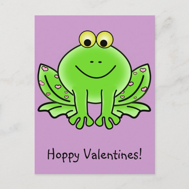 Postal Festiva Amor Frog Gracioso Saludo: El día de San Valentín  (Anverso)