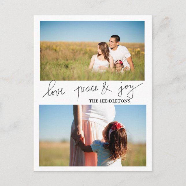 Postal Festiva Amor Moderno Paz Y Alegría Fiesta Dos Fotos (Anverso)