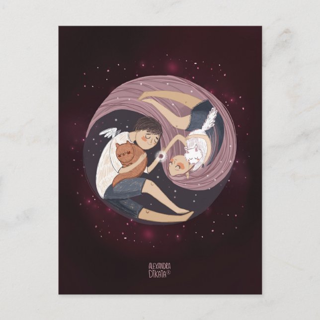 Postal Festiva AMOR pareja perfecta El día de San Valentín (Anverso)