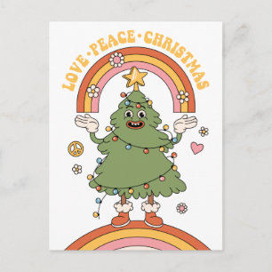 Postal Festiva Amor, paz, Navidades - Un feriado groovy