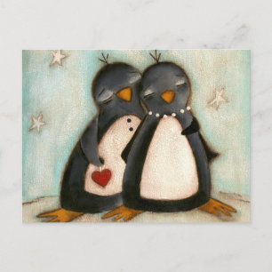 Postal Festiva Amor pingüino - Postcard