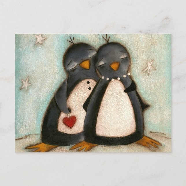 Postal Festiva Amor pingüino - Postcard (Anverso)