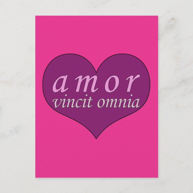 Postal Festiva Amor Vincit Omnia Amor conquista a todo Día de San (Anverso)