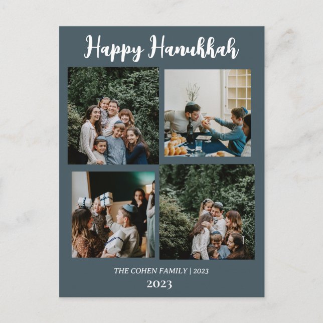Postal Festiva Amor y luz | Collage de fotos de la familia Hanukk (Anverso)
