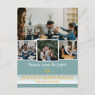 Postal Festiva Amor y luz   Foto de la familia Hanukkah Collage
