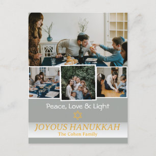Postal Festiva Amor y luz   Foto de la familia Hanukkah Collage