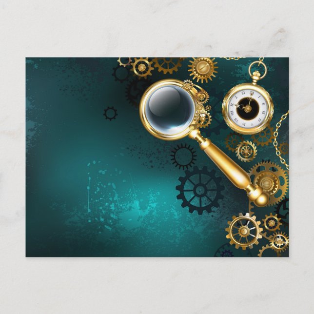 Postal Festiva Ampliador en estilo Steampunk (Anverso)