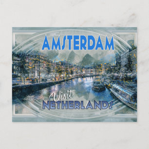 Postal Festiva Amsterdam, de la serie Visita...