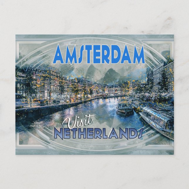 Postal Festiva Amsterdam, de la serie Visita... (Anverso)