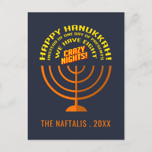 Postal Festiva Añadir tu nombre Feliz saludo a Hanukkah
