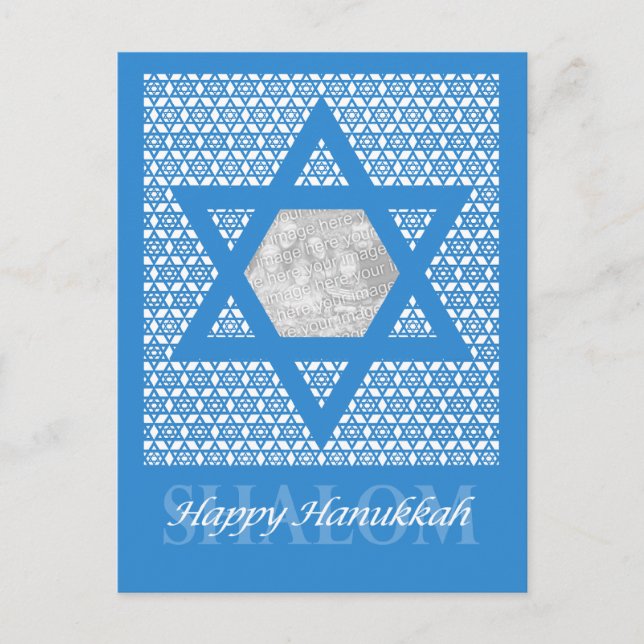 Postal Festiva AÑADIR TU PROPIA FOTO - Hanukkah - Estrella de Dav (Anverso)