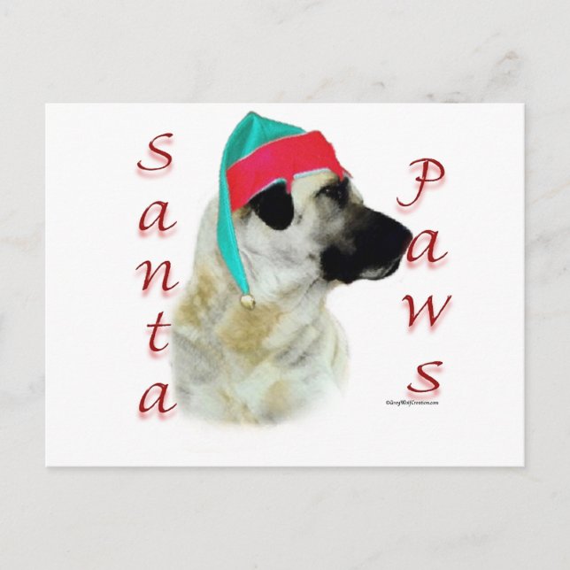 Postal Festiva Anatolian Shepherd Dog Santa Paws (Anverso)