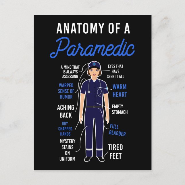 Postal Festiva Anatomía De Emergencia De EMS De Un Paramédico (Anverso)