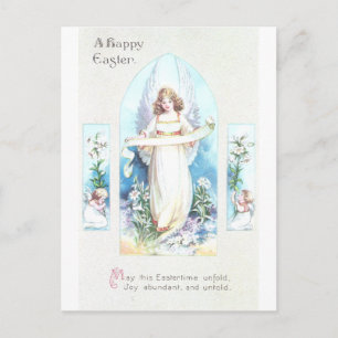 Postal Festiva Angel and Cherubs Church Window Vintage Easter