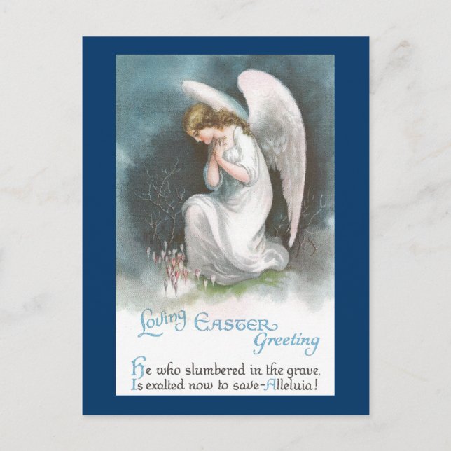 Postal Festiva Angel and Crocus Flowers Vintage Easter (Anverso)