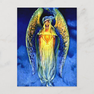 Postal Festiva Ángel azul en el espíritu de los Navidades