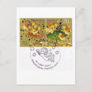 Postal Festiva Angel Babies, Navidades de Ucrania