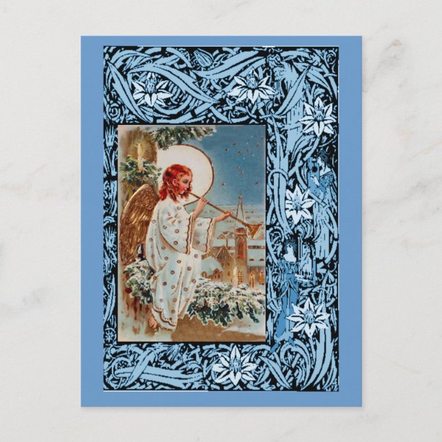 Postal Festiva Ángel con trompeta (Anverso)