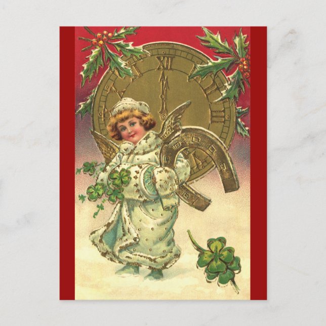 Postal Festiva Ángel de Año Nuevo (Anverso)