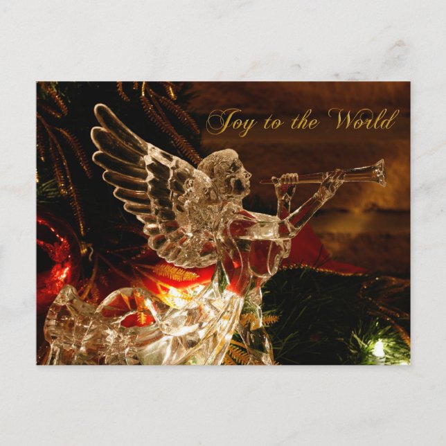 Postal Festiva ángel de cristal Alegría al mundo (Anverso)