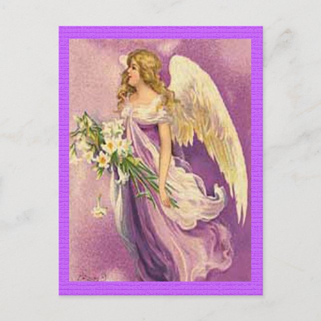 Postal Festiva Ángel de Pascua Vintage (Anverso)
