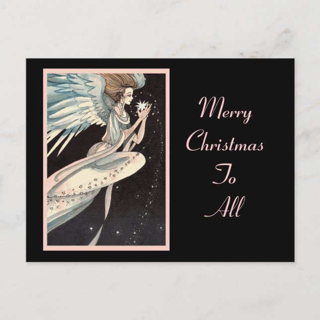 Postal Festiva Angel Holding Star (Anverso)