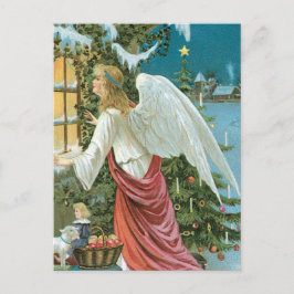 Postal Festiva Ángel navidades en la ventana