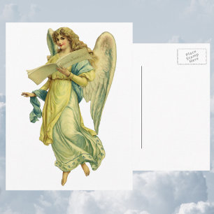 Postal Festiva Ángel Navidades victorianos, Gloria en Excelsis De