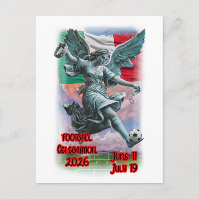 Postal Festiva Angel of Independence Celebrates Football on a (Anverso)