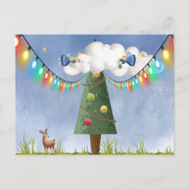 Postal Festiva Ángeles sobre el Personalizable de árbol de alta d