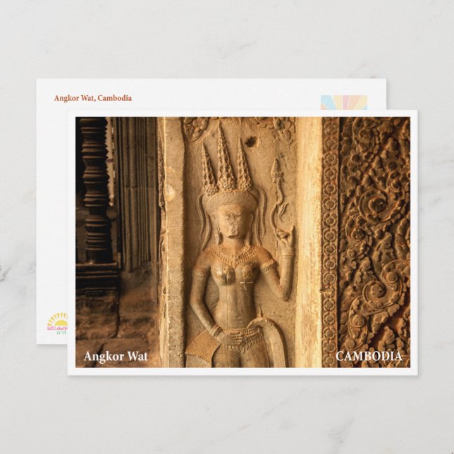 Postal Festiva Angkor Wat Architecture Detail Postcard (Anverso / Reverso)