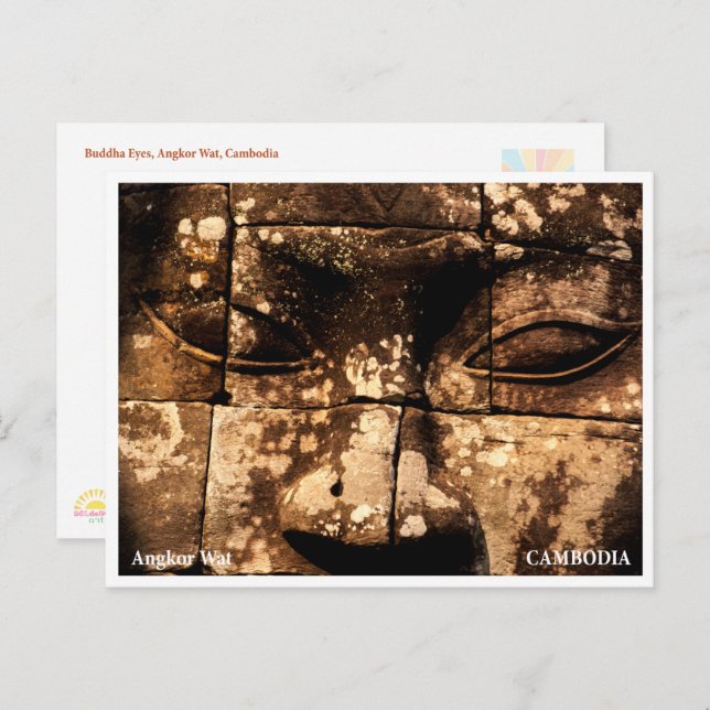 Postal Festiva Angkor Wat Buddha Eyes Siem Reap Postcard (Anverso / Reverso)